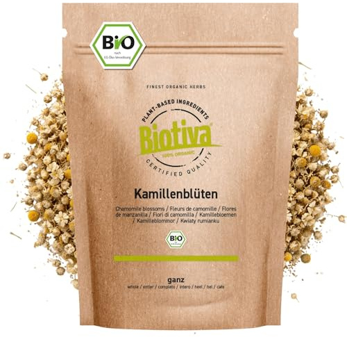 Tè alla Camomilla Biologico - 500g - Fori di Camomilla Interi biologici - Benessere Fisico - Tisane sfuse - controllato in Germania (DE-eco-005)