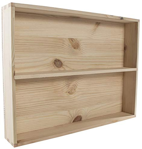 WooDeeDoo 2 Tier Wooden Spice Rack Display Shelf Unpainted Pine Craft Storage Tray for DIY Painting Decoupage – Medium 36 x 5 x 27 cm Kitchen Organiser Wall Mounted Shallow Trinket Holder