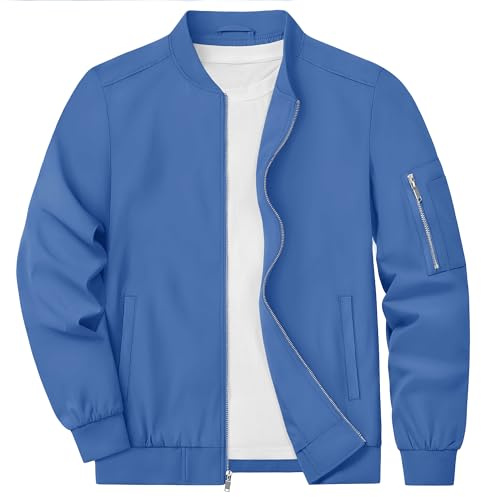 KEFITEVD Herr sommar tunna basebolljackor casual bomber cargojacka militär vindjacka med flera fickor, Kungsblå, 3XL