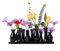 Jinfa Handgefertigte kleine Keramik Deko Blumenvasen Set aus 10 Vasen in schwarz