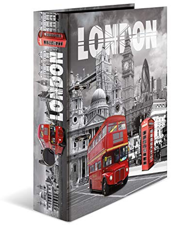 HERMA Folder A4 London England Set of 10 7 cm Wide Children's Ring Binder with City Motif, Colourful Lever Arch File with Inner Print for Boys and Girls