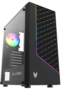 Oversteel - Iridium Case per PC da gioco compatibile con schede ATX, Micro ATX e ITX, ventola A-RGB da 120 mm, frontale a rete, 2 filtri antipolvere, vetro laterale temperato, USB 3.0, colore nero