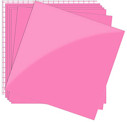 Permanent Vinyl, 7 Pack Neon Pink Self Adhesive Vinyl- 6 Pink Vinyl Sheets 12 x 12 & 1 Transfer Tape Sheets for All Cutting Machines, Party Decoration, Craft Cutter, Home Decal