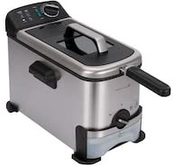 Tarrington House FR2020SC Edelstahl-Fritteuse, Fassungsvermögen 2,8 L, 2000 W, mit abnehmbaren Antihaft-Öltank und Kühlzone, mit Öl-Filter-System und Thermostatsteuerung 130-190 °C, silber