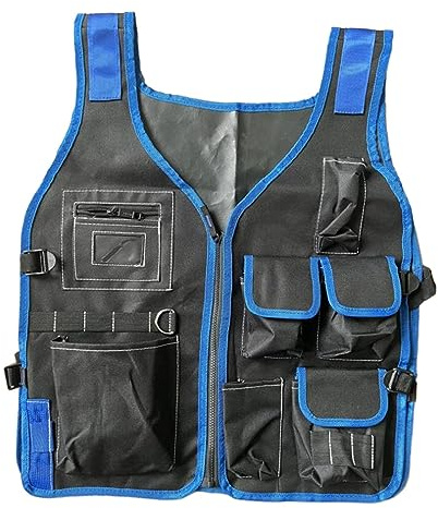 Gralara Gilet per attrezzi Elettricista Elettricista Gilet da lavoro Gilet leggero regolabile Gilet tascabile Gilet da falegname per elettricisti da