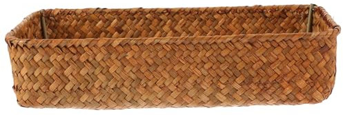 DEARMAMY Cesta De Mimbre para Cubiertos Soporte para Utensilios Tejido Cesta De Almacenamiento De Despensa Cesta De Papel Higiénico Cestas Largas Y Estrechas Tarro De Condimento Cesta para