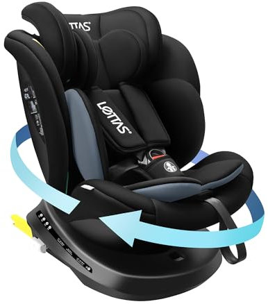 LETTAS I-Size 360°drehbar Kindersitz 40-150 cm, Gruppe 0+1/2/3, 0-12 Jahre, 0-36 kg, Baby Autositz mit isofix ECE R129