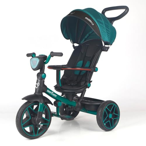 Triciclo Evolutivo 4-in-1 Moov-LX per Bambini dai 18 mesi (Telaio Verde, Tessuto verde)