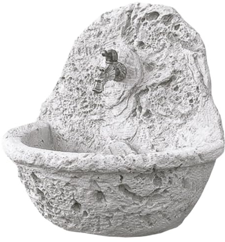 Fontana a parete da giardino, manufatto in granulato di pietra, sospesa