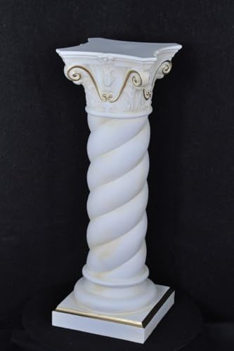 Una columna griega alta y curvada con accesorios dorados. Impresionante decoración de 100 cm.