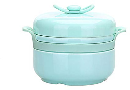Olla esmaltada, Sopa de cebolla francesa Barabalización de sopa de vapor segura Tazón de cerámica en casa Cerámica de cerámica con tapa pequeña taza al vapor for cocina(Blue,400ML)