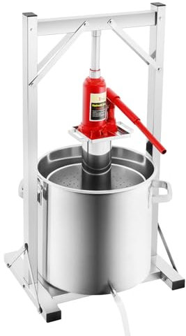 CHERIREN Presse à vin de fruits, 22 l, hydraulique en acier inoxydable, manuel, multifonction, avec pelle filtrante, pour presser le vin de riz, le miel, les légumes (22 l)