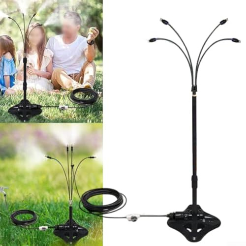 Spruzzatore portatile in piedi, sistema di raffreddamento a nebbia in piedi, con ugelli nebulizzatori in ottone e sezioni di tubi, per feste, cortili e barbecue