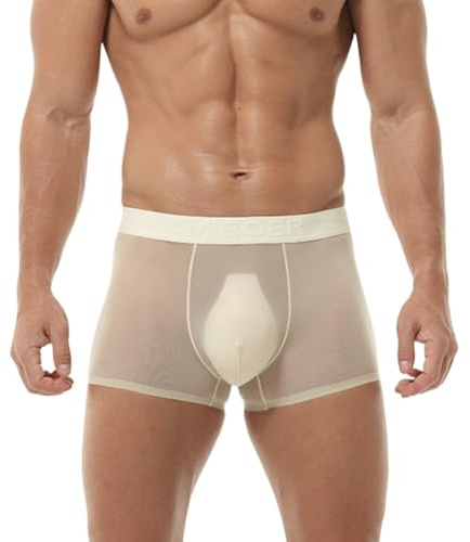 Boxer transparent pour homme - Respirant - Ultra fin - En soie glacée - Invisible - Sous-vêtements d'été - Confortable - Élastique - Léger - Doux - Pour le sport et les loisirs, chair, XL