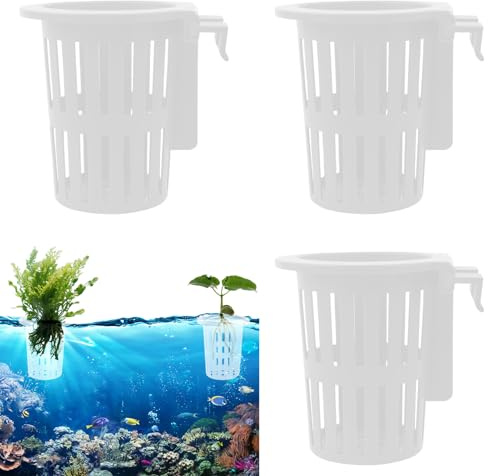 Birtern dammväxtkorgar – akvarium planterare med och sugkopp – vattenplanterare för damm Paludarium räkförökning hydroponik livsmiljö inomhus trädgårdsskötsel odling Riparium