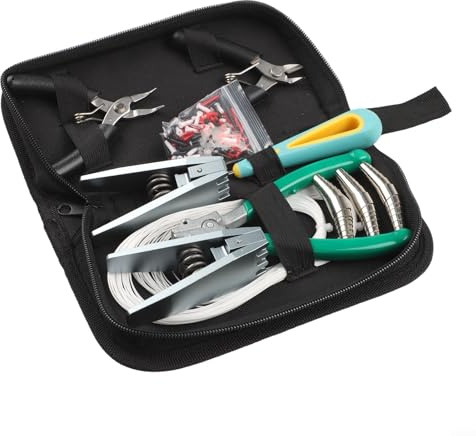 Qualoramall Kit completo di attrezzi per racchetta da tennis e squash, per badminton, set di riparazione per sport con palla e morsetto per corde professionali, con morsetti volanti, pinze, punteruolo
