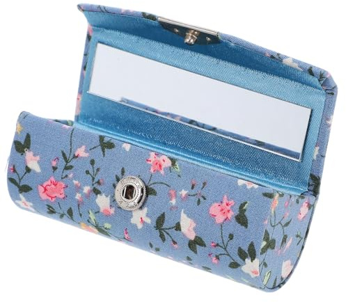 Ipetboom Custodia Porta Rossetto Floreale con Specchio, Astuccio Porta Rossetto Vintage Compatto da Viaggio per Donna con Chiusura a Pulsante, per Borsa e Trucco Quotidiano