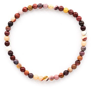 Taddart Minerals – Buntes Armband aus dem natürlichen Edelstein Mookait mit 4 mm Kugeln auf elastischem Nylonfaden aufgezogen - handgefertigt