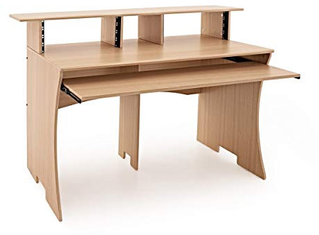 3 Tier Pro Audio Studio Desk by Gear4music, 8U, Natural