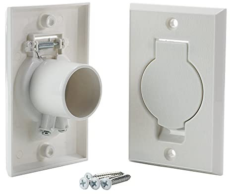 Placa de válvula de Entrada de vacío Central estándar Blanca para aspiradora Central de Haz diseñada para Adaptarse a Puertas Redondas estándar, Paquete de 2