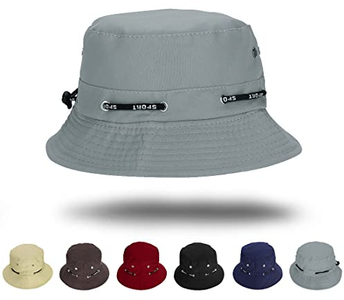XGOPTS Unisex Bucket Hat Sun Hats, UPF50+ Foldable Fisherman Hat, Summer Sun Protection Cap Sun Beach Hat for Outdoor Sport Hiking Camping Traveling Adult Teens Kids (Grey)