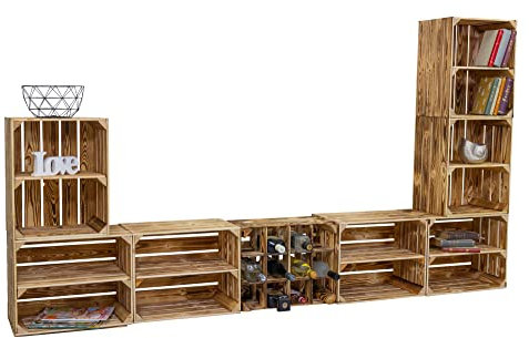 Vinterior Wohnwand Paris mit TV Board und Kombiregalen Wohnwand Mediawand Schrankwand Anbauwand Wohnzimmer Set Wand