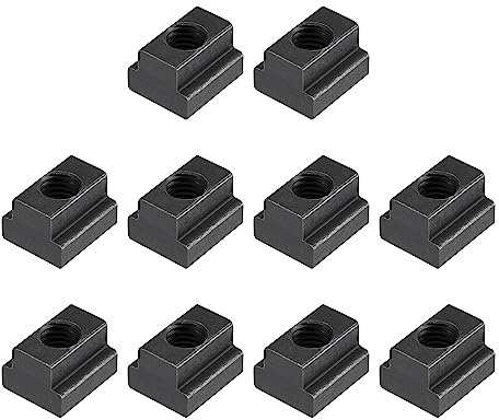 uxcell M10 Thread T Slot Nuts, Alloy Steel Black Oxide Finish Grade 8.8 Tapped Through Slot T-Nuts Furniture 10Pcs