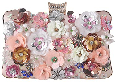 CORIOS Sacs à Main de Soirée Floraux pour Femmes Pochettes Strass Fleur Colorés Sacs à Main D'épaule de Mariée Sacs Fourre-Tout de Mariage Sac à Bandoulière pour Fête Banquet Mariage Or