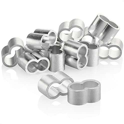 COM-FOUR® Abrazaderas de Cable 12x 10 mm - Abrazaderas de estrangulamiento de Aluminio - Manguitos de engaste para Cables de expansión - Manguitos Dobles para Correas elásticas (Color Plata - 10mm)