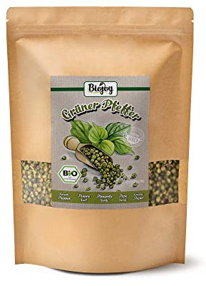 Biojoy Poivre vert en grain BIO (500 g), Graines de Poivre vert pour moulin