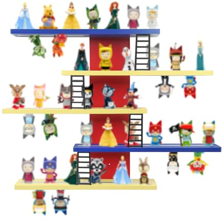 Taladad for Tonie Shelf,Tonies Storage for Creative Tonies Magnetic Wall Shelf for Tonie Figures,12-35 Characters,Wooden Hanging Shelf for Kids (Colorful)