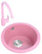 Rosa Waschbecken Küchenspüle Rundes Waschbecken Einzelbecken Quarz-Küchenspüle Aufsatz-/Einbau-Edelstahl-Küchenspüle mit Sieb und Wasserhahn (Farbe: Rosa, Größe: 40 cm)
