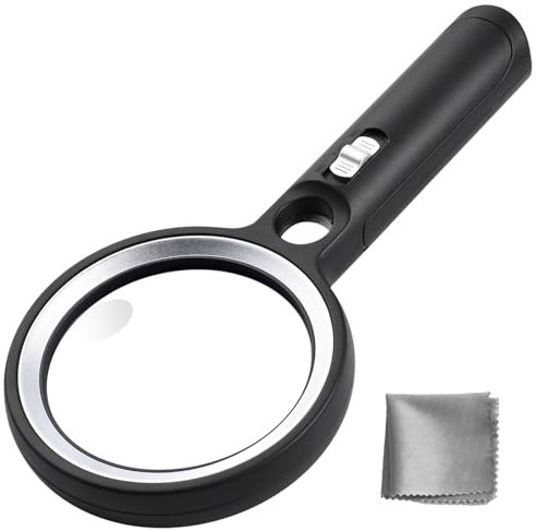 Loupe de Lecture avec 30 lumières LED, 30X 45X 60X Grossissante avec Lumière 2 Modes D'éclairage, Loupe Eclairante pour Lecture, Bijoux, Seniors, Malvoyant, Observation et Travaux Manuels