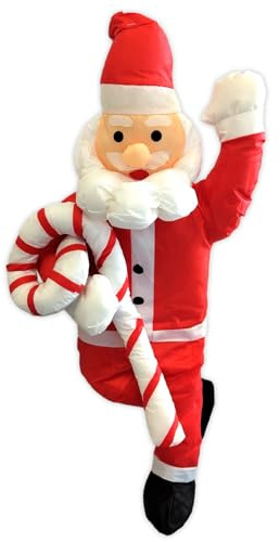 Acan Tradineur - Muñeco de Papa Noel con Cuerda y Caramelo para Navidad - Fabricado en Poliéster y algodón - Artículo para decoración navideña - Altura Aprox.: 60 cm