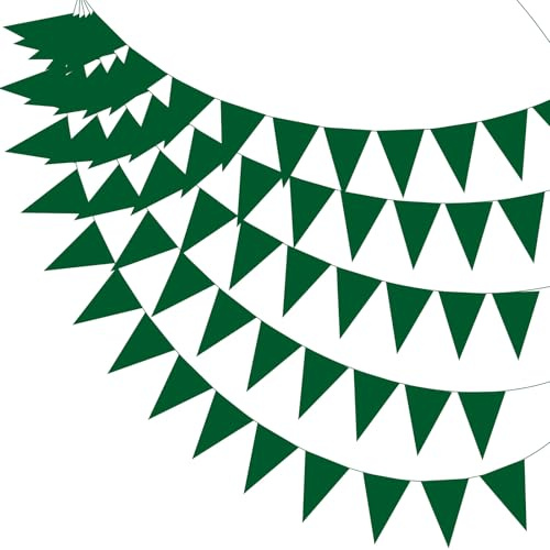 PATIKIL Banderines De 49 Pies, 2 Pcs Bandera De Banderines De Tela De Fieltro Cadena De Bandera Triangular Guirnalda De Bandera Para Decoraciones De Carnaval Boda Fiesta, Verde