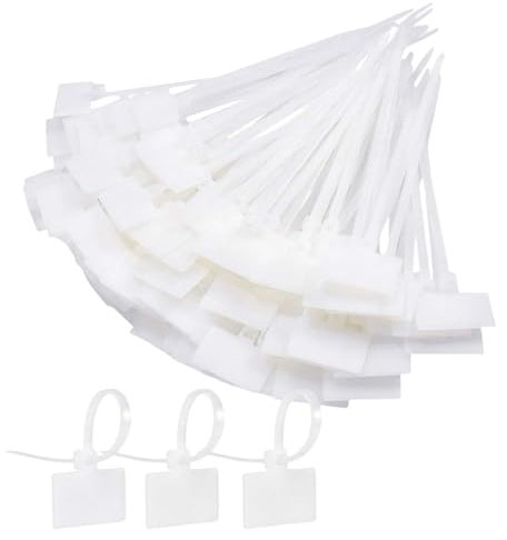 100 bridas de plástico blanco con etiquetas, bridas multifuncionales de 3.9 pulgadas, bridas de alambre para cables de pared, accesorios de escritorio de oficina