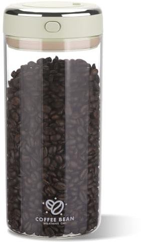 MICHIHOMIE 1700ML Airtight Coffee Canister with One-way CO2 Valve, Borosilicate Glass Coffee Bean Storage Jar with Date Tracker, Wide-Mouth Kitchen Storage Container for Sugar, Tea, Nuts