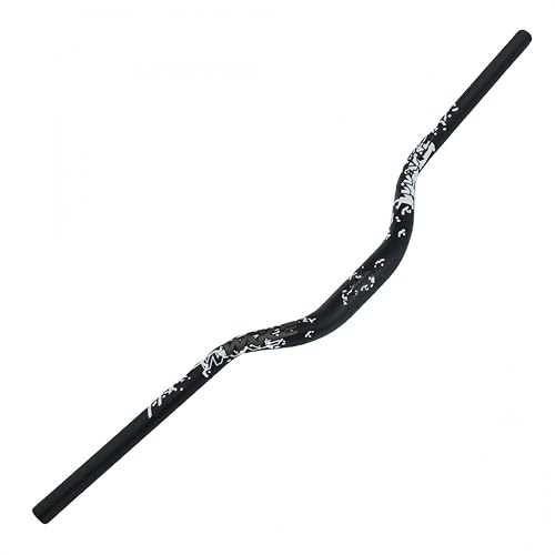 TRKIMAL φ31.8mm Road MTB Mountain Bike Bicycle Extra Long 780mm Handlebar 55mm Riser Bar for Downhill Cycling Racing Off-Road MTB, BMX (Black+White)
