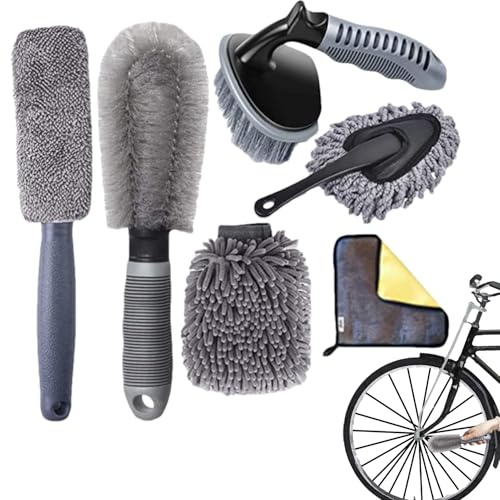 Qfdiwr - Cepillos de lavado para ruedas y cepillos al por menor para limpieza al aire libre y llantas, conjunto de mantenimiento de vehículos, aplicador al por menor para camiones, motocicletas y