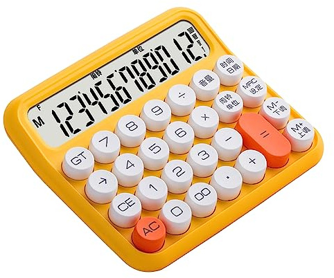 Generic Calculadora de Escritorio, Calculadora Mecánica Estable Botón Grande Pantalla LCD Grande de 12 Dígitos Apagado Automático para Oficina (Limon Amarillo)