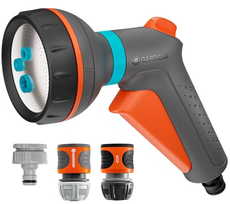 Gardena Set Base Lancia Multifunzione Classic Lance Irrigazione: Lancia multifunzione per tubo da giardino, Per pulire e irrigare, Quattro versatili tipi di spruzzo (18372-20)