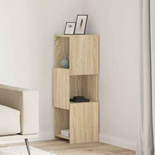 Boltkex Armoire d'angle en chêne Sonoma 30,5 x 30 x 95 cm avec 3 étagères, espace de rangement pour salon, chambre à coucher, couloir, armoire multifonction fonctionnelle pour l'ordre et le rangement