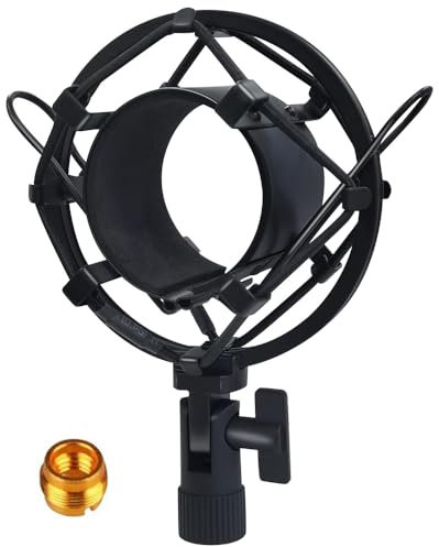 Tencro 42-47mm Mikrofon Shock Mount mit Schraube Adapter, einstellbare Anti Vibration High Isolation Metall Mikrofon-Halterung Halter Clip für Durchmesser von 42-47mm Mikrofon