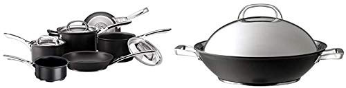 Circulon Infinite Milkpan, Saucepan and Frypan Set of 6 & Infinite Wok 36cm – Induction Non Stick Wok with Stainless Steel Lid – Hard Anodized Aluminium Cookware