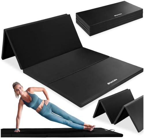 tectake® Tapis de sport épais Tapis de yoga Pliable, Matelas de Gym Antidérapant 240x120x5cm Poignées de Transport, Gymnastique, Fitness, Arts martiaux, Yoga, Pilates, musculation, Stretching, Piscine