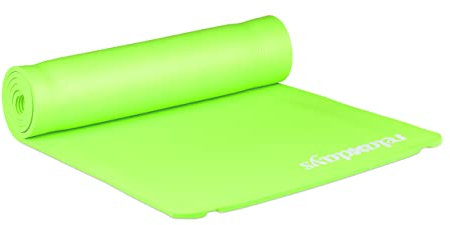 Relaxdays 1 x Yogamatte, 1 cm dick, für Pilates, Fitness, gelenkschonend, mit Tragegurt, Gymnastikmatte 60 x 180 cm, grün