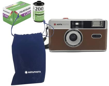 AgfaPhoto analoge 35mm Foto Kamera Set (Color Film + Batterie)