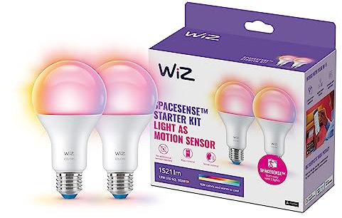 WiZ E27 LED Lampe Tunable White & Color 2er-Pack, dimmbar, 100W, 16 Mio. Farben, smarte Steuerung per App/Stimme über WLAN