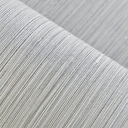 Haimin Papel tapiz texturizado de tela de 24 x 393 pulgadas, papel de contacto de tela, papel de pared texturizado, papel tapiz autoadhesivo de vinilo grueso en relieve (beige gris)