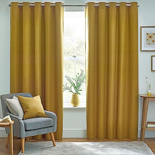 Furn. Dawn Eyelet Curtain,Mustard,229 x 229cm